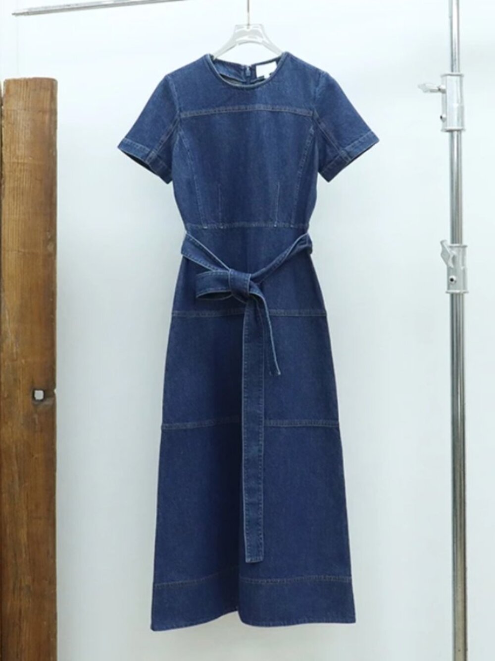 Tanya Taylor Ella Denim Midi Dress Classic Indigo Blue - Picture 6 of 9